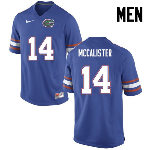 Men's NCAA Florida Gators Alex McCalister #14 Stitched Authentic Nike Blue College Football Jersey AWV6865DH